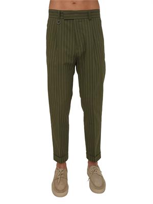 Pantaloni Paolo Pecora in cotone verde gessato in UOMO