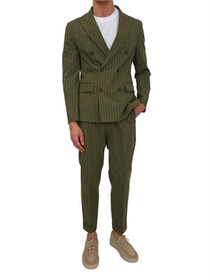 Pantaloni Paolo Pecora in cotone verde gessato in UOMO
