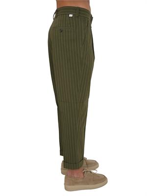 Pantaloni Paolo Pecora in cotone verde gessato in UOMO