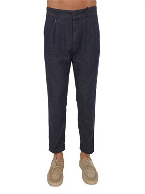Pantaloni Paolo Pecora in denim e lino blu in UOMO