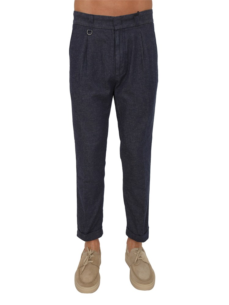 Pantaloni Paolo Pecora in denim e lino blu