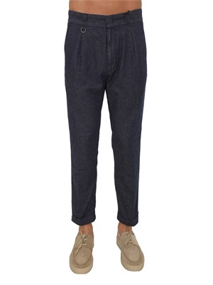 Pantaloni Paolo Pecora in denim e lino blu in UOMO