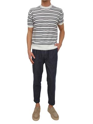 Pantaloni Paolo Pecora in denim e lino blu in UOMO