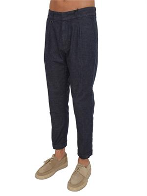 Pantaloni Paolo Pecora in denim e lino blu in UOMO