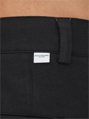 Pantaloni Paolo Pecora in lino e viscosa neri in UOMO