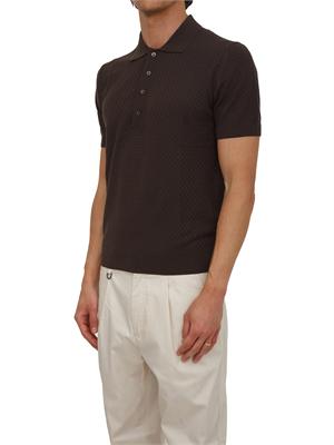 Polo marrone Paolo Pecora in maglia lavorata punto rombo in UOMO