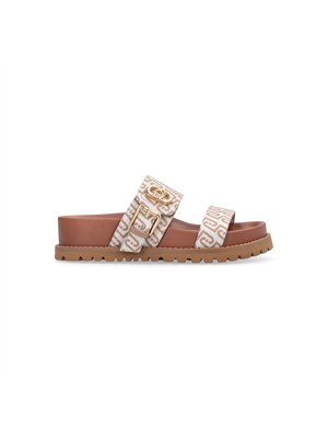 Sandali Liu Jo donna in tessuto avorio logo jacquard all over in DONNA