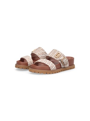 Sandali Liu Jo donna in tessuto avorio logo jacquard all over in DONNA