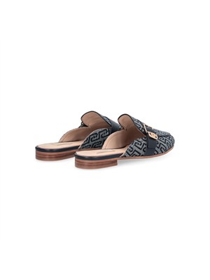 Mules Liu Jo donna in tessuto blu con logo jacquard all over in DONNA