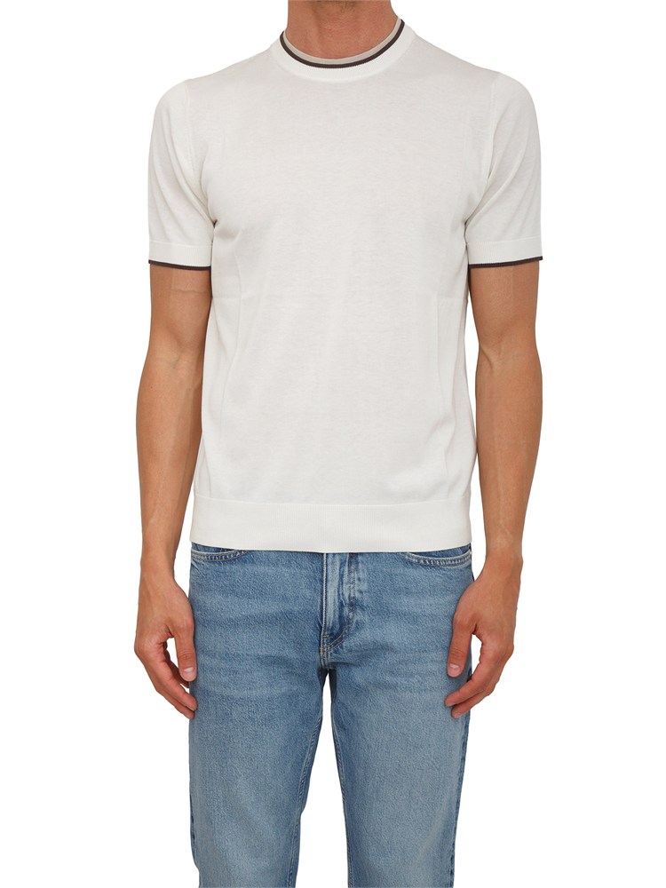 T-shirt maglia bianca Paolo Pecora cotone e seta
