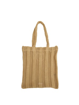 Borsa Pinko in rafia traforata beige con ricamo logo in DONNA