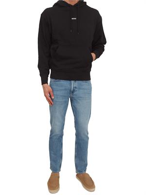 Felpa nera BOSS uomo in cotone in UOMO