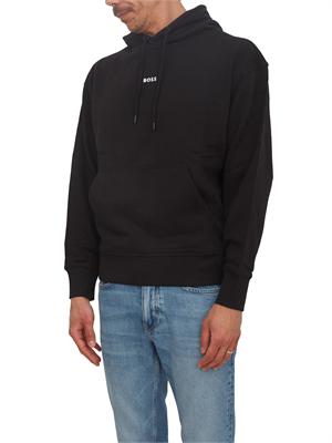 Felpa nera BOSS uomo in cotone in UOMO