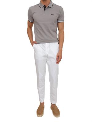 Polo Boss uomo in cotone elasticizzato grigio con profili in UOMO