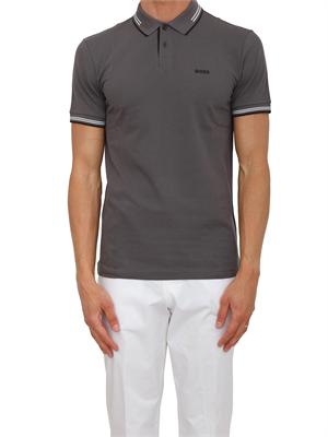 Polo Boss uomo in cotone elasticizzato grigio con profili in UOMO
