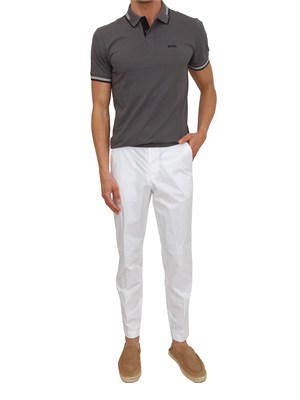 Polo Boss uomo in cotone elasticizzato grigio con profili in UOMO