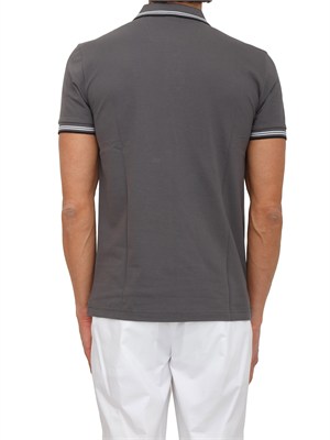 Polo Boss uomo in cotone elasticizzato grigio con profili in UOMO