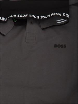 Polo Boss uomo in cotone elasticizzato grigio con profili in UOMO