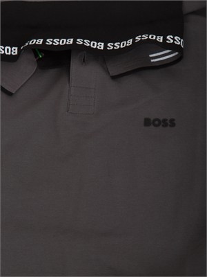 Polo Boss uomo in cotone elasticizzato grigio con profili in UOMO