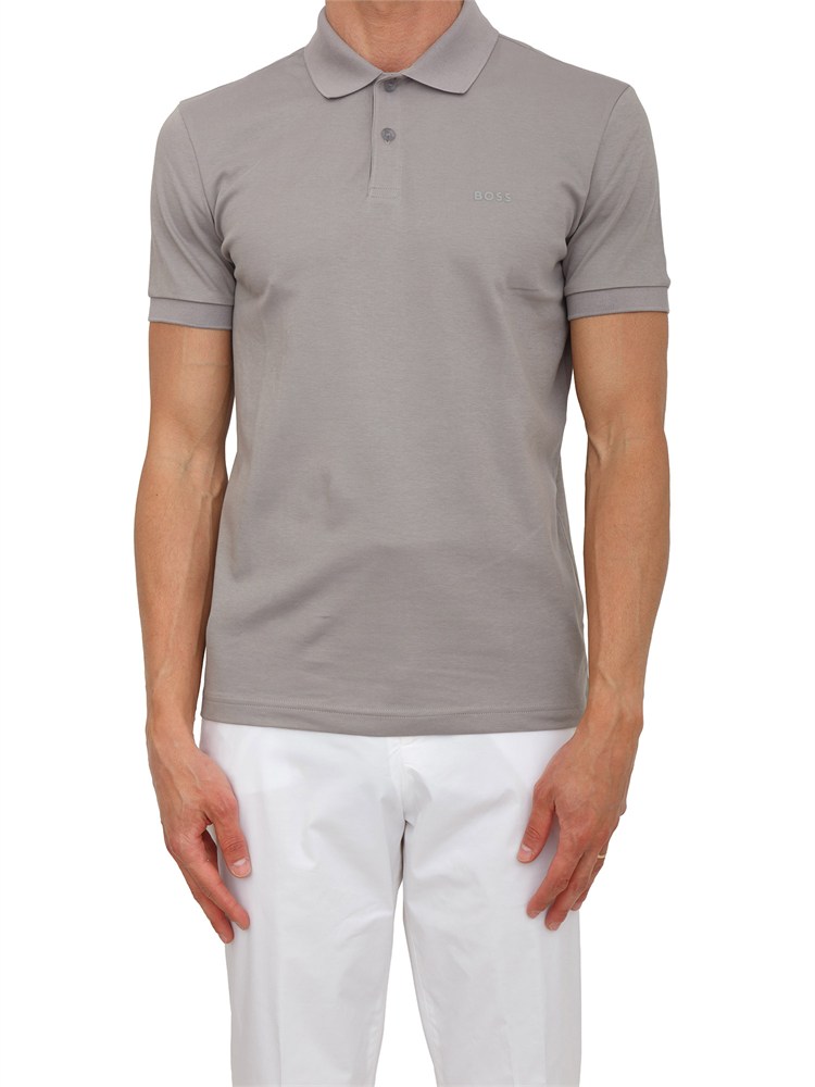 Polo Boss uomo in pregiato cotone grigio