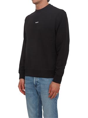 Felpa nera Boss uomo in cotone in UOMO