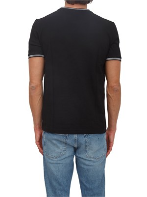 T-shirt nera BOSS uomo in cotone elasticizzato in UOMO