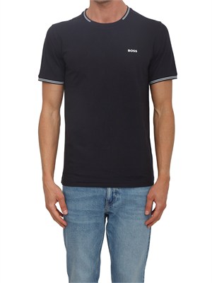 T-shirt BOSS uomo in cotone elasticizzato blu in UOMO