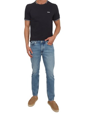 T-shirt BOSS uomo in cotone elasticizzato blu in UOMO