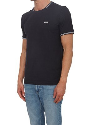 T-shirt BOSS uomo in cotone elasticizzato blu in UOMO