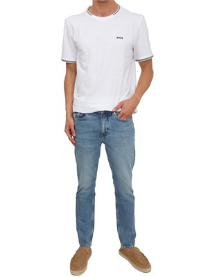 T-shirt bianca BOSS uomo in cotone elasticizzato in UOMO