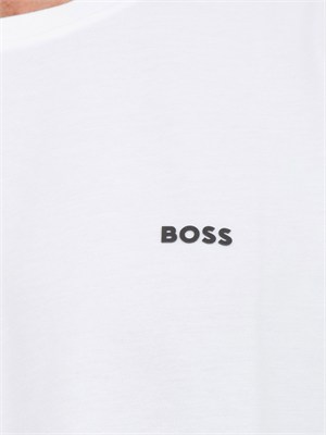 T-shirt bianca BOSS uomo in cotone elasticizzato in UOMO
