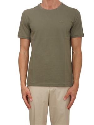 T-shirt BOSS uomo in cotone elasticizzato verde in UOMO