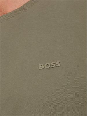 T-shirt BOSS uomo in cotone elasticizzato verde in UOMO