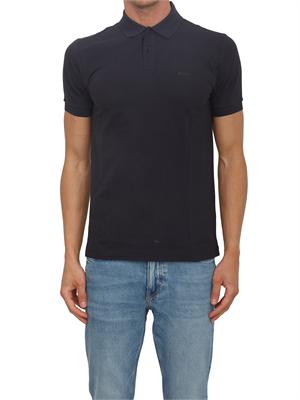 Polo Boss uomo in cotone elasticizzato blu con profili in UOMO