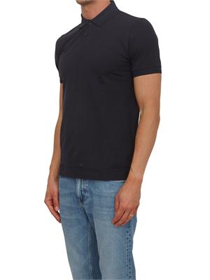 Polo Boss uomo in cotone elasticizzato blu con profili in UOMO