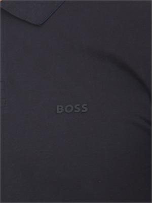 Polo Boss uomo in cotone elasticizzato blu con profili in UOMO