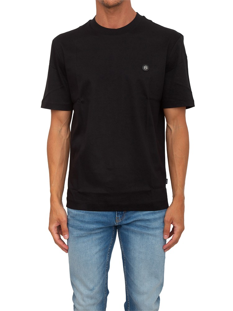 T-shirt BOSS uomo in cotone mercerizzato nero
