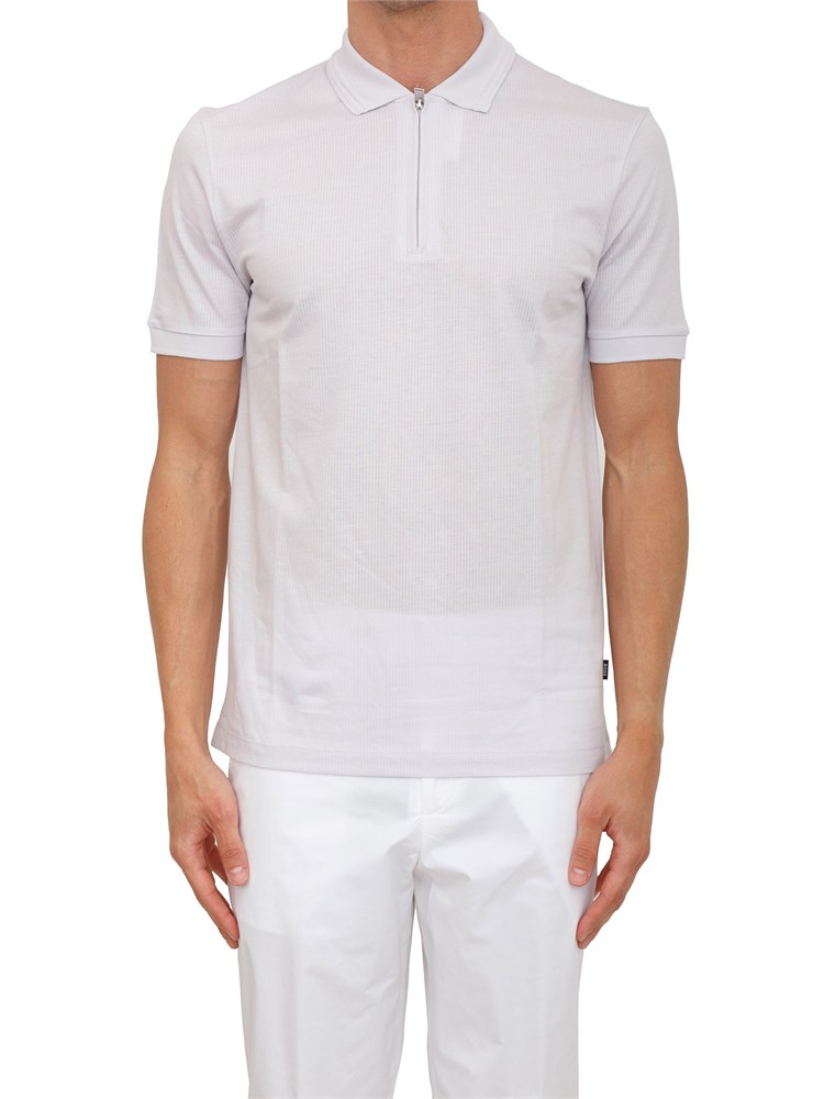 Polo BOSS uomo in cotone mercerizzato lilla