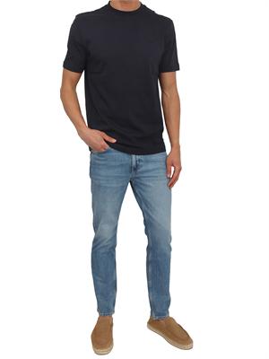 T-shirt BOSS uomo in cotone interlock blu in UOMO