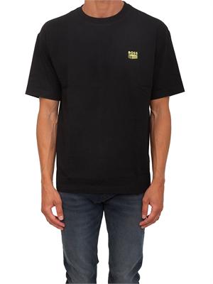 T-shirt BOSS Uomo nera con stampa grafica dietro in UOMO