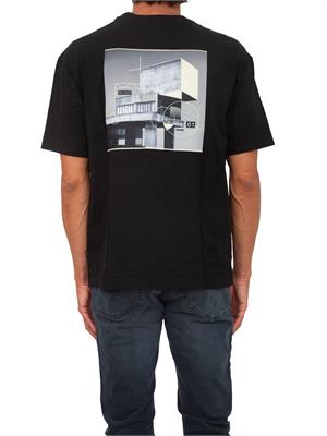 T-shirt BOSS Uomo nera con stampa grafica dietro in UOMO