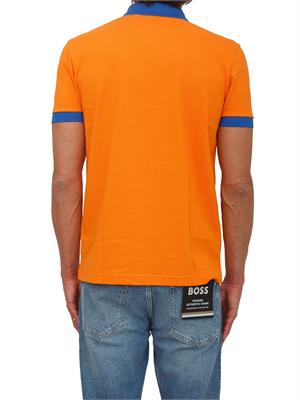 Polo BOSS uomo in cotone arancione patch bandiera in UOMO