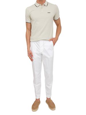 Polo Boss uomo in cotone elasticizzato beige con profili in UOMO