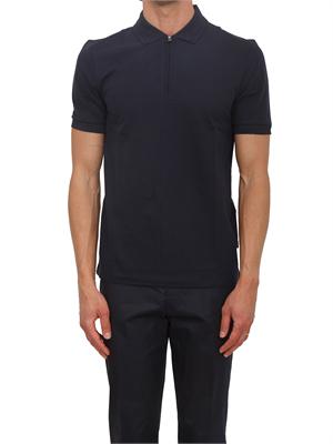 Polo blu BOSS uomo in cotone mercerizzato in UOMO