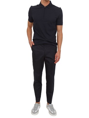 Polo blu BOSS uomo in cotone mercerizzato in UOMO
