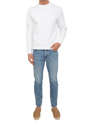 Felpa Boss uomo in cotone bianco logo bianco in UOMO