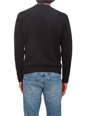 Felpa Boss uomo in cotone nero logo nero in UOMO