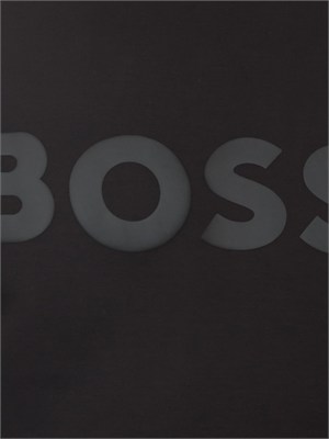 Felpa Boss uomo in cotone nero logo nero in UOMO