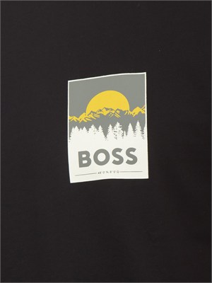 T-shirt BOSS uomo in cotone nero con logo in UOMO