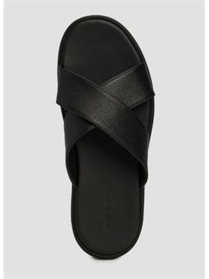 Ciabatte sandalo Doucal's uomo in pelle nera in UOMO